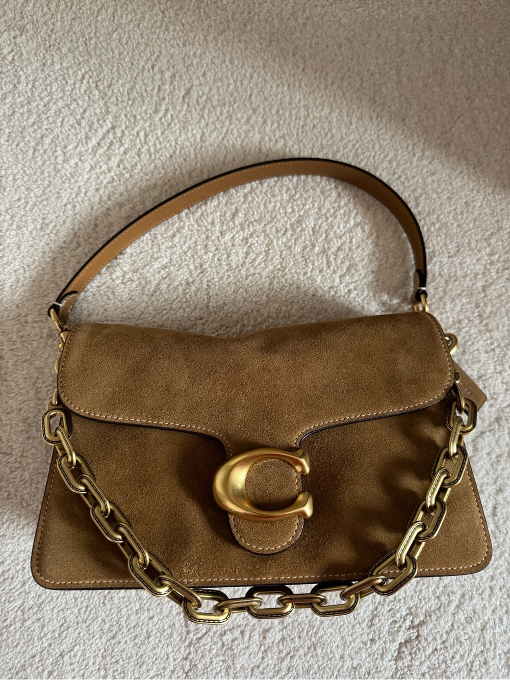 Coach Chain Tabby Shoulder Bag Sand Suede - NWOT - Picture 2 of 8